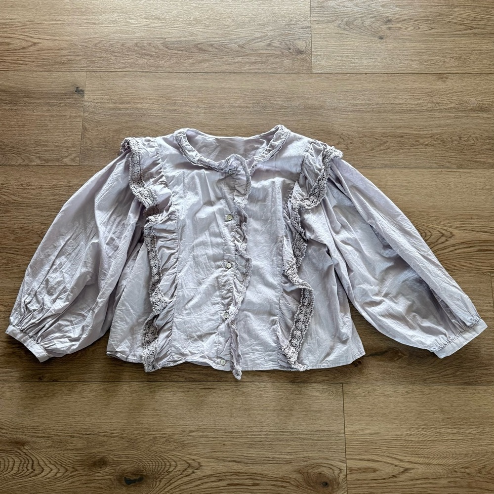 Mango Light Purple Ruffle Blouse